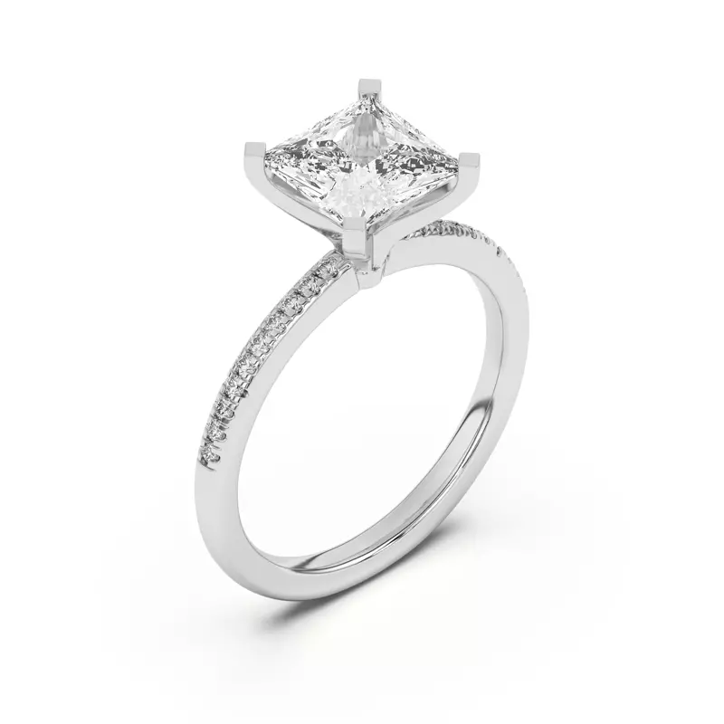 14K White Gold Meryl Petite Pavé Engagement Ring