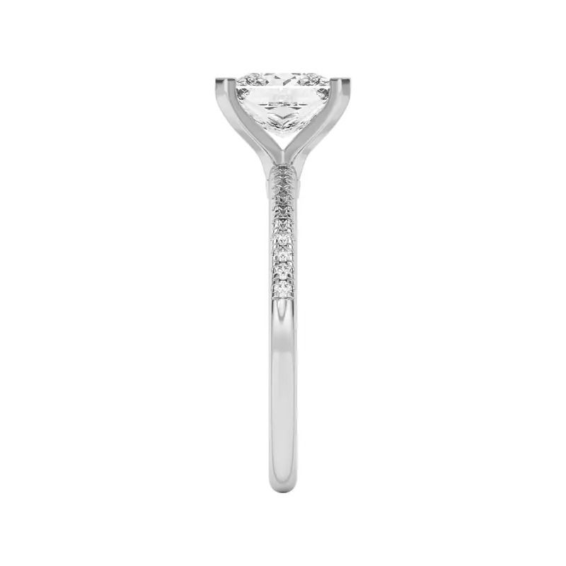 14K White Gold Meryl Petite Pavé Engagement Ring