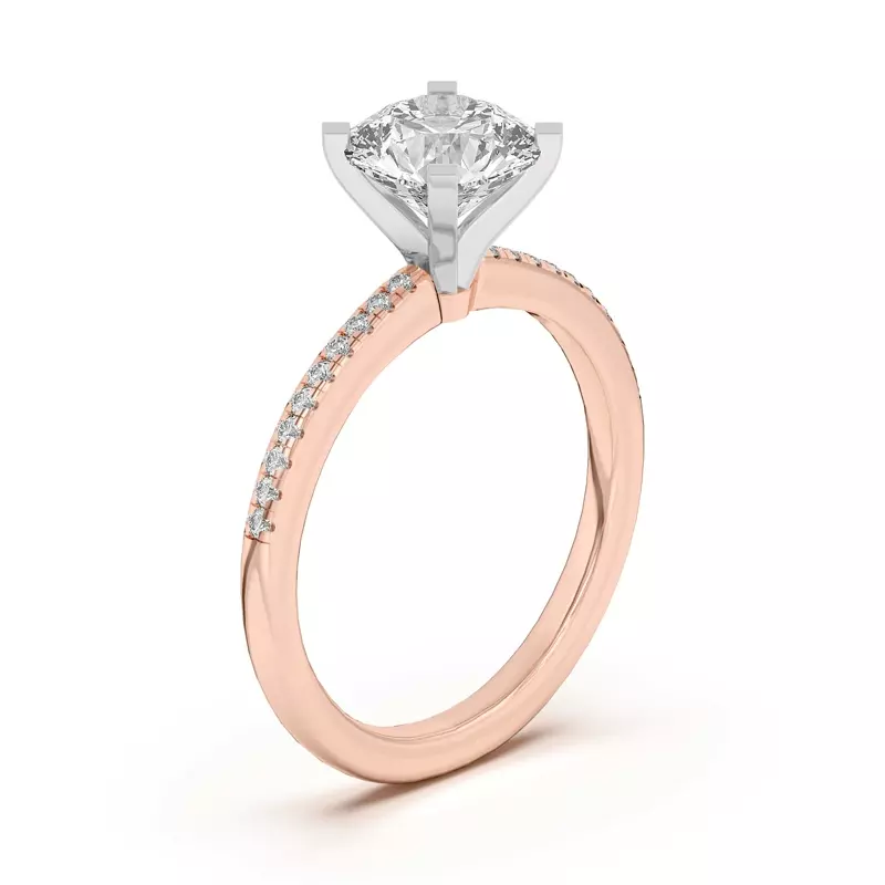 Rose Gold 18k & White Gold 18k Meryl Petite Pavé Engagement Ring