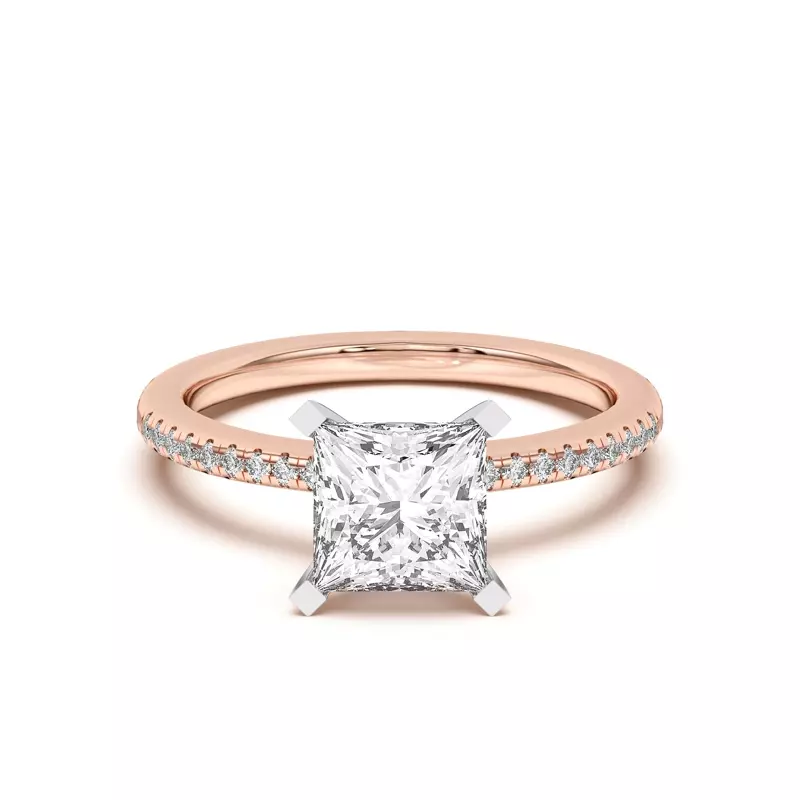 Rose Gold 18k & White Gold 18k Meryl Petite Pavé Engagement Ring