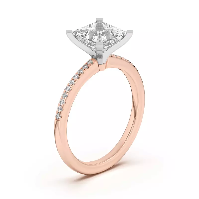 Rose Gold 18k & White Gold 18k Meryl Petite Pavé Engagement Ring