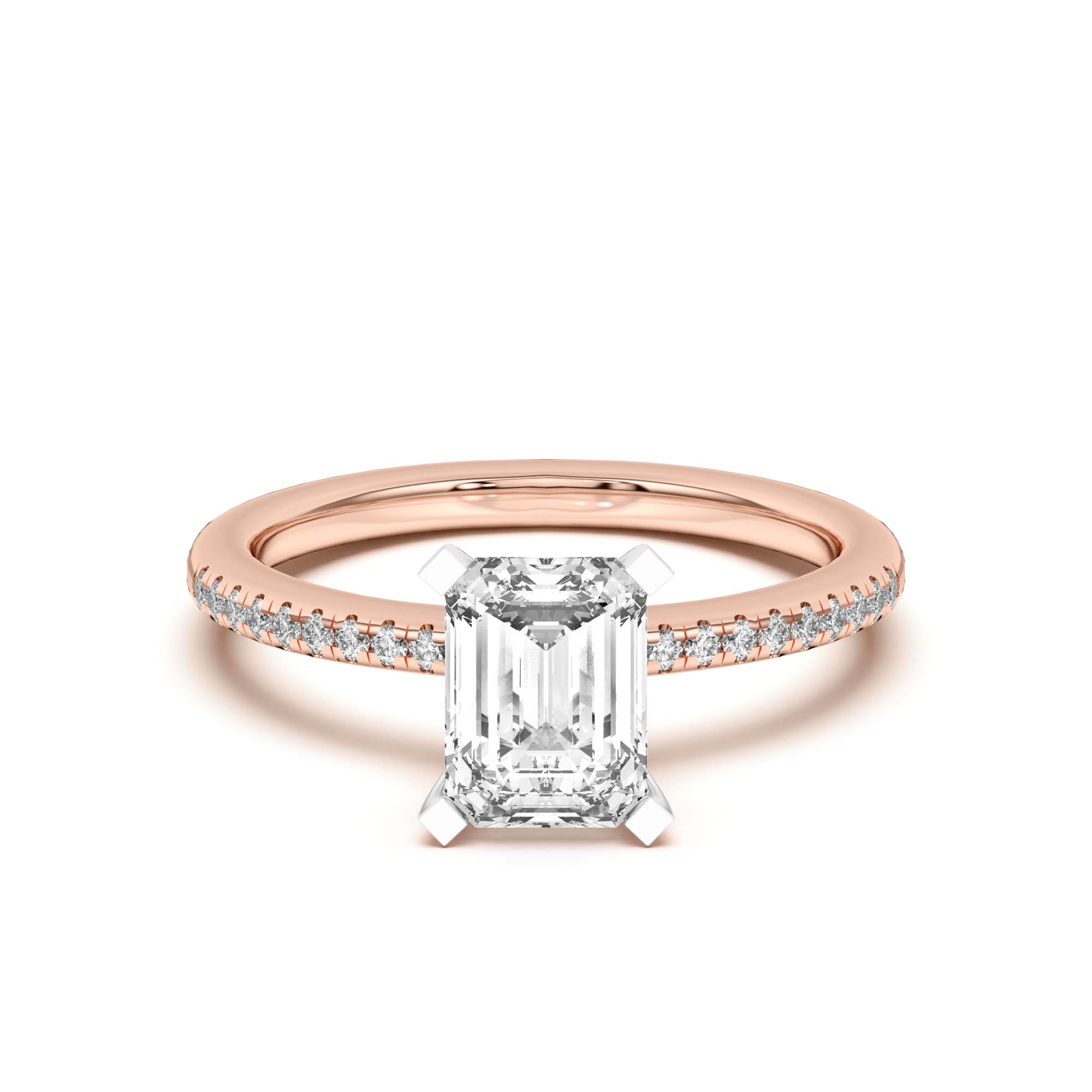 Rose Gold 18k & White Gold 18k Meryl Petite Pavé Engagement Ring