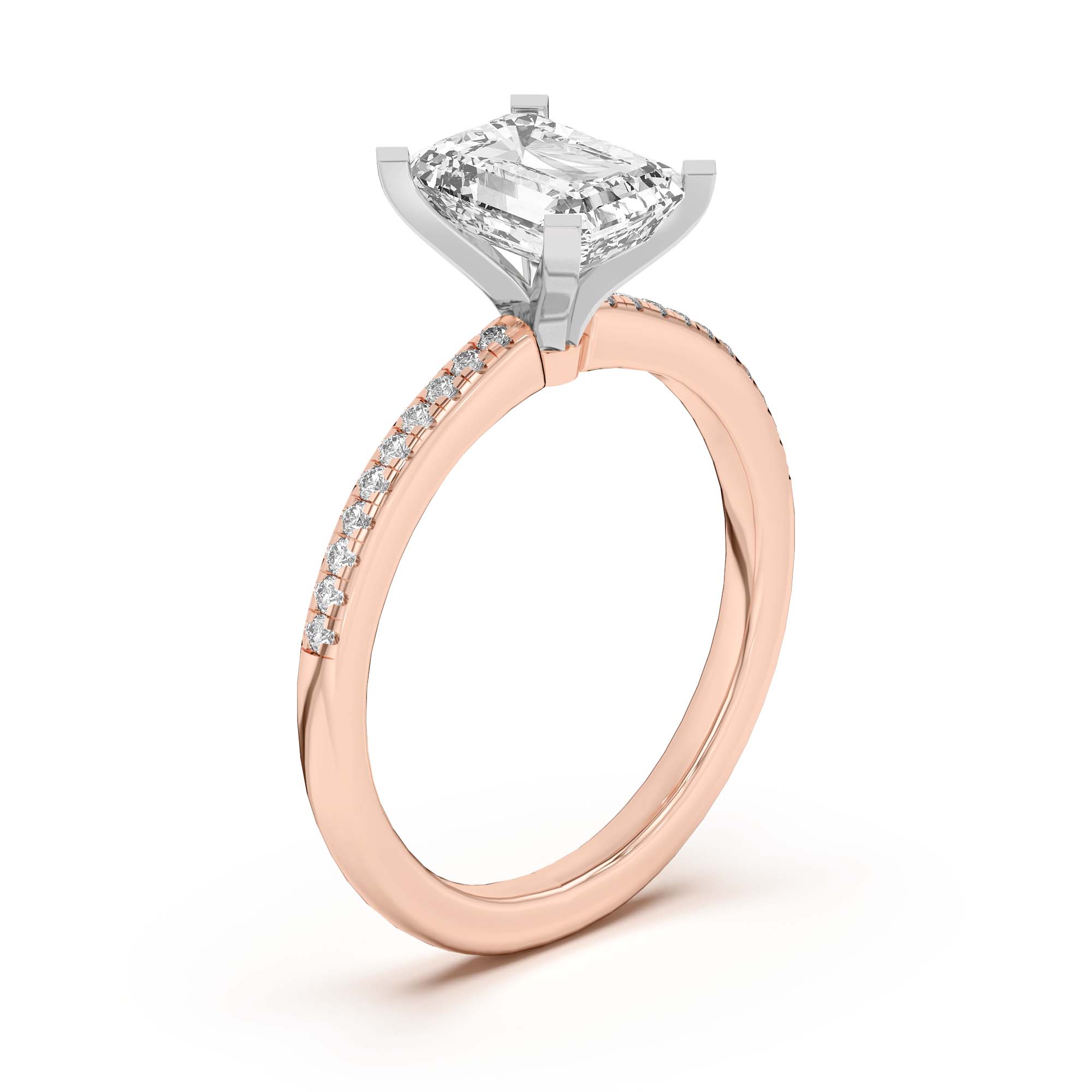 Rose Gold 18k & White Gold 18k Meryl Petite Pavé Engagement Ring