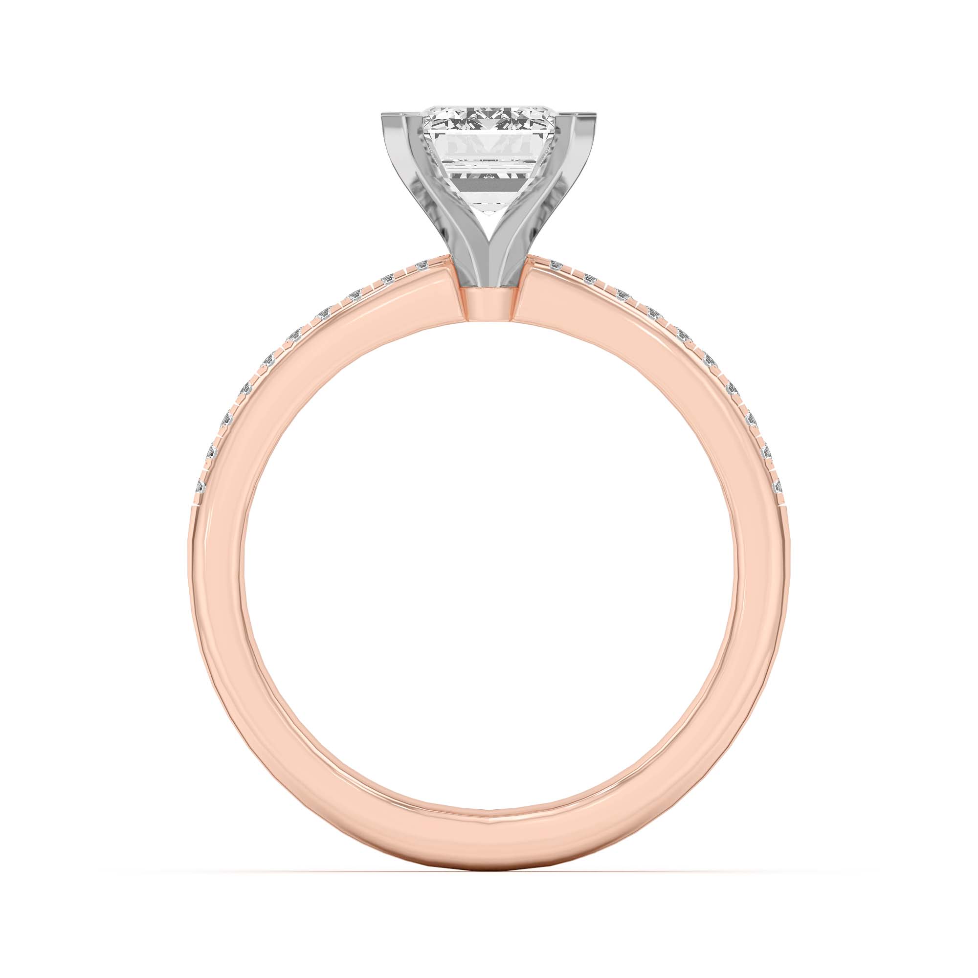 Rose Gold 18k & White Gold 18k Meryl Petite Pavé Engagement Ring