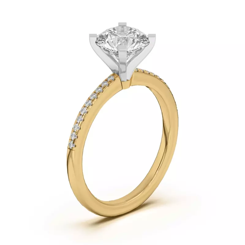 Yellow Gold 18k & White Gold 18k Meryl Petite Pavé Engagement Ring