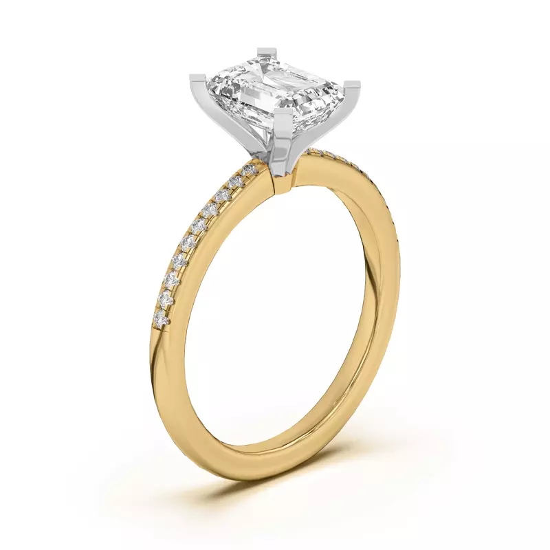 Yellow Gold 18k & White Gold 18k Meryl Petite Pavé Engagement Ring