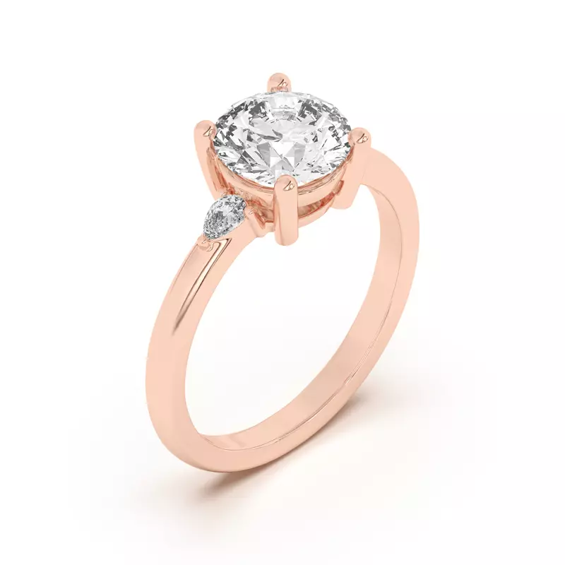 14K Rose Gold Meredith Pear Accent Engagement Ring