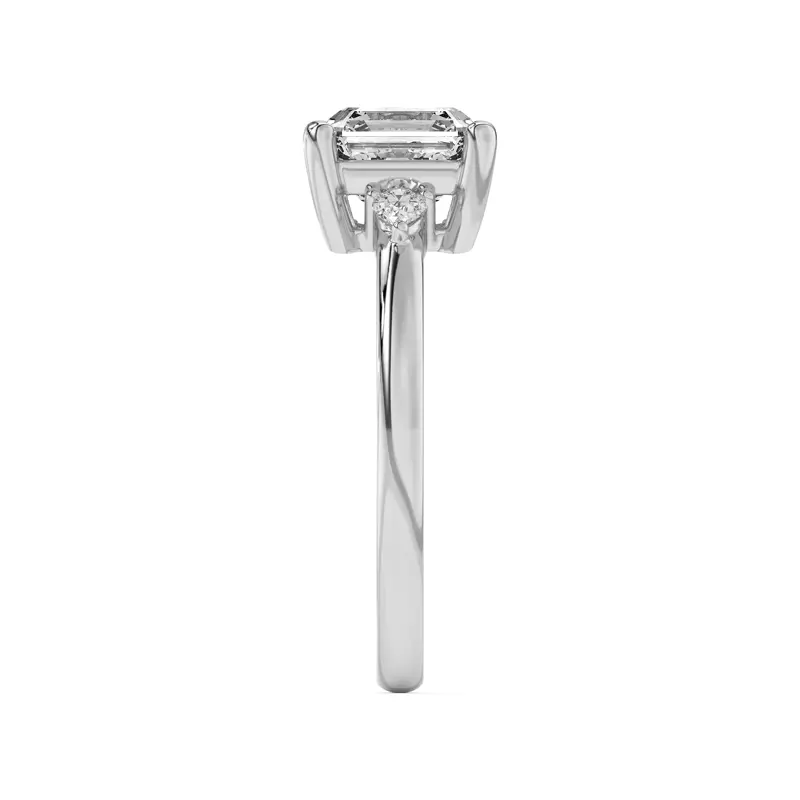 14K White Gold Meredith Pear Accent Engagement Ring