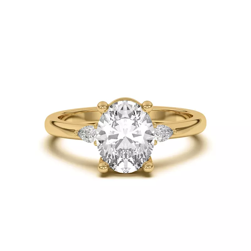 14K Yellow Gold Meredith Pear Accent Engagement Ring