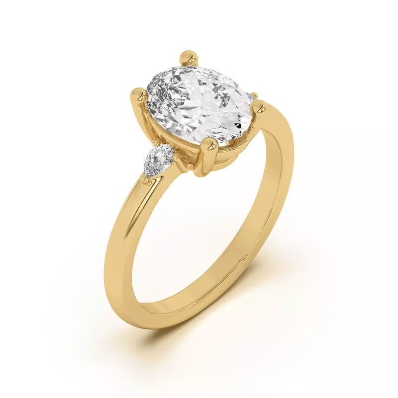 14K Yellow Gold Meredith Pear Accent Engagement Ring