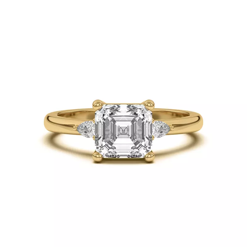 14K Yellow Gold Meredith Pear Accent Engagement Ring