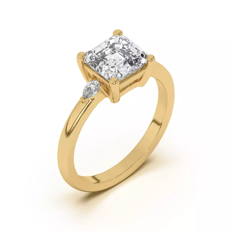 14K Yellow Gold Meredith Pear Accent Engagement Ring