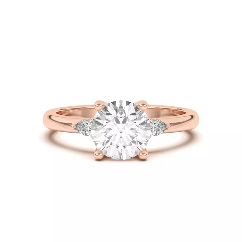 18K Rose Gold Meredith Pear Accent Engagement Ring