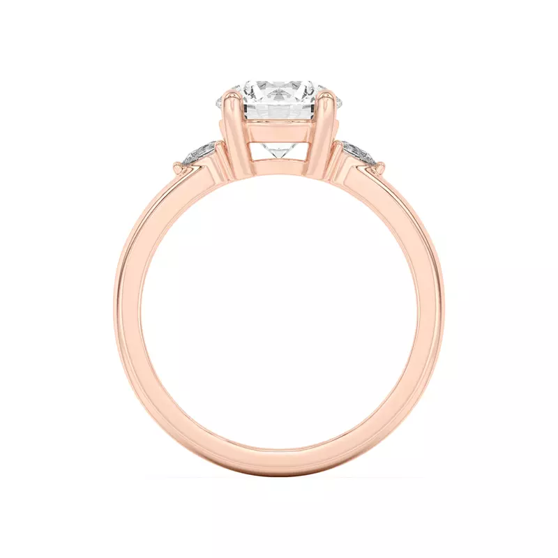 18K Rose Gold Meredith Pear Accent Engagement Ring