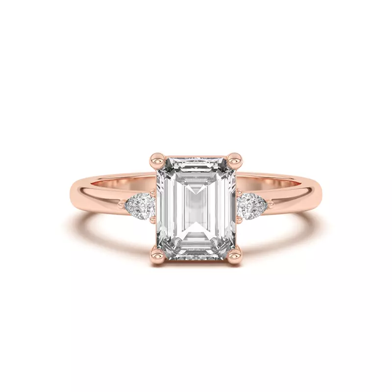 18K Rose Gold Meredith Pear Accent Engagement Ring