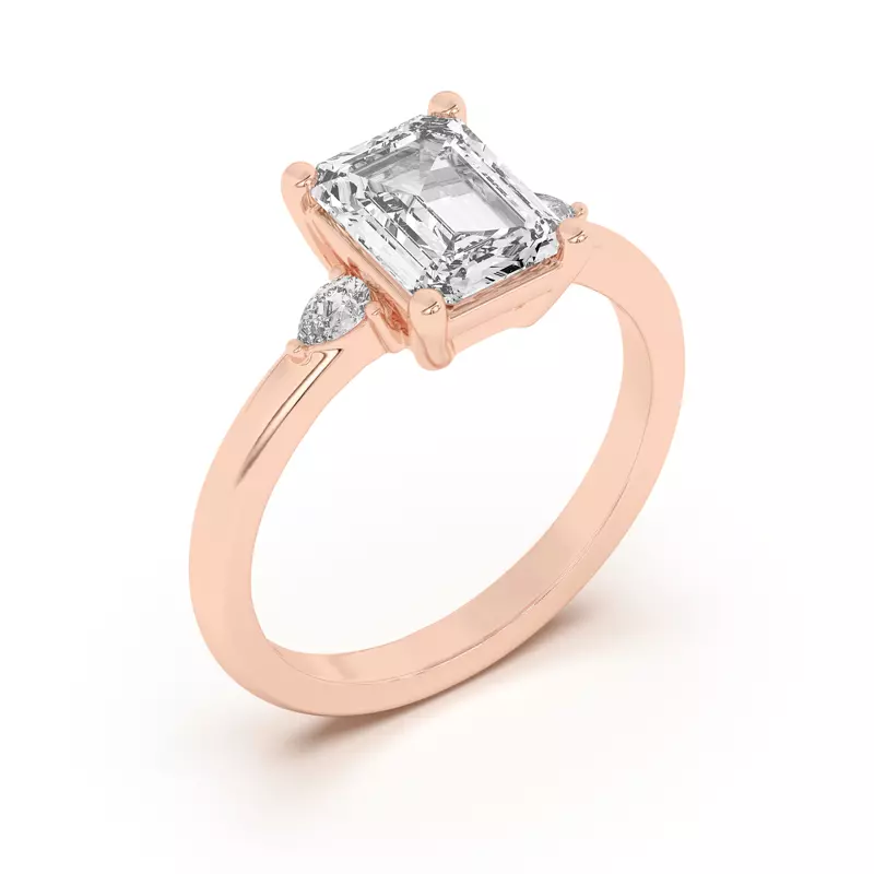 18K Rose Gold Meredith Pear Accent Engagement Ring