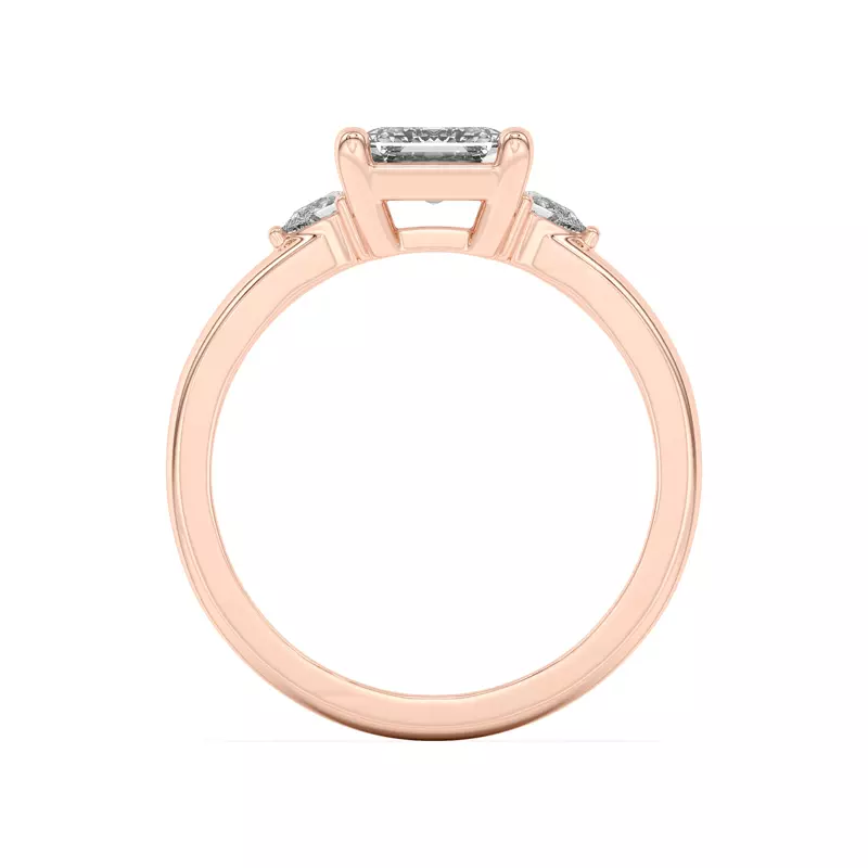 18K Rose Gold Meredith Pear Accent Engagement Ring