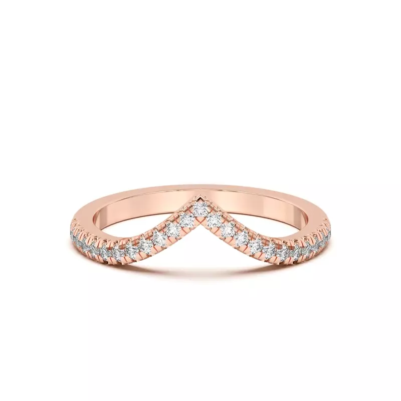 18K Rose Gold Meredith Pavé Chevron Band