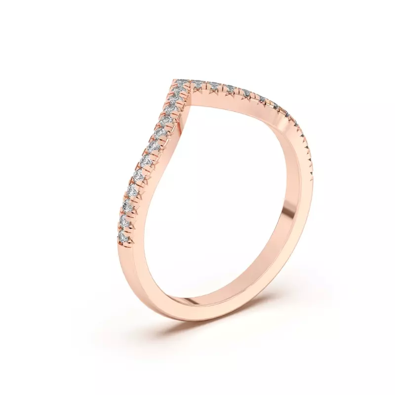 18K Rose Gold Meredith Pavé Chevron Band