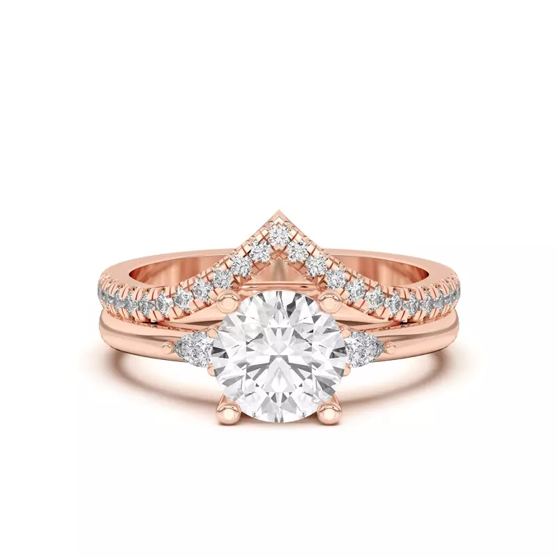18K Rose Gold Meredith Pavé Chevron Band