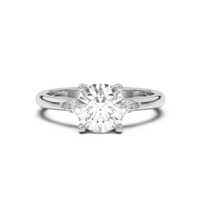 18K White Gold Meredith Pear Accent Engagement Ring