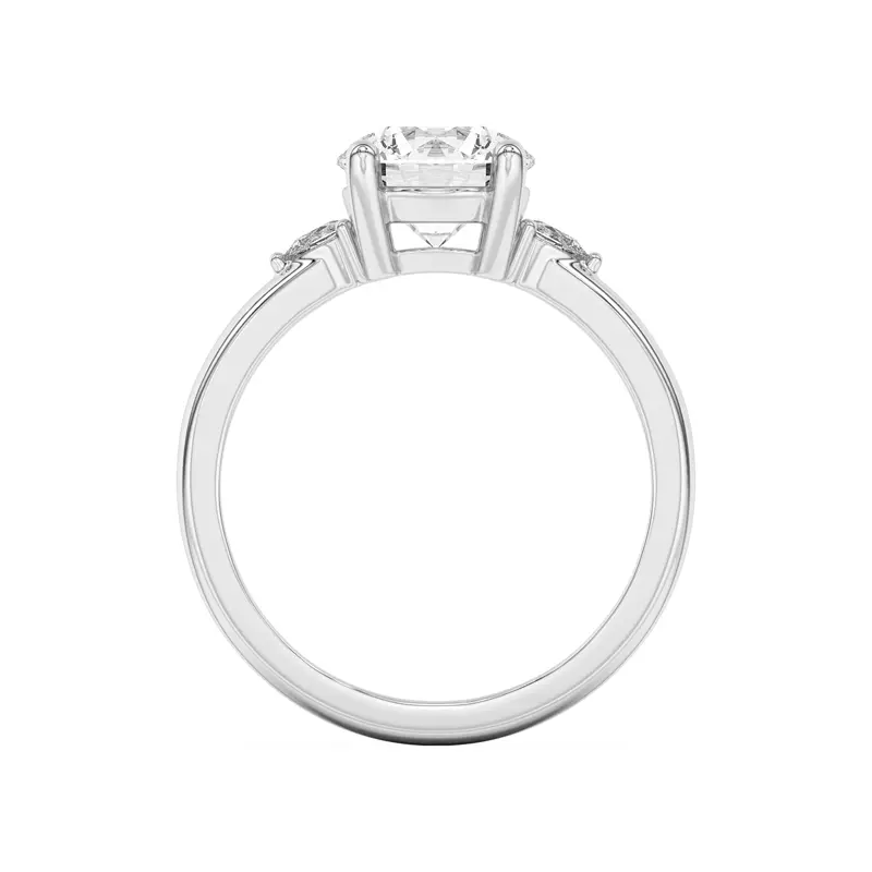 18K White Gold Meredith Pear Accent Engagement Ring