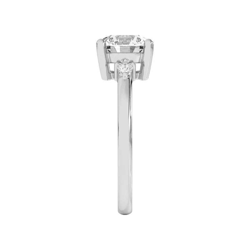 18K White Gold Meredith Pear Accent Engagement Ring