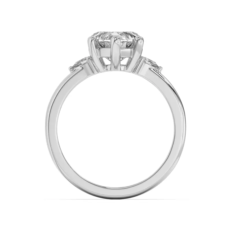 18K White Gold Meredith Pear Accent Engagement Ring