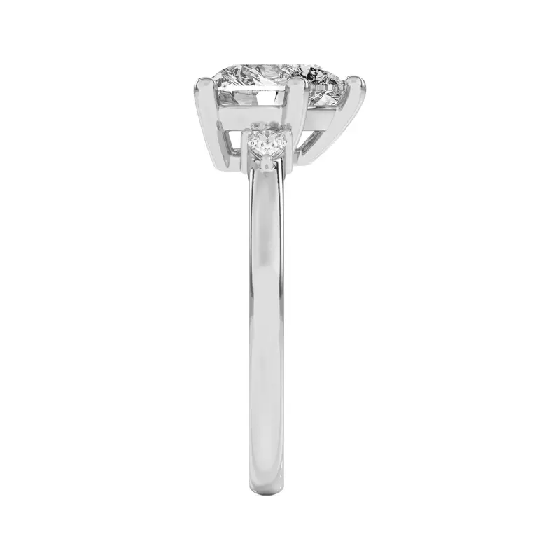 18K White Gold Meredith Pear Accent Engagement Ring