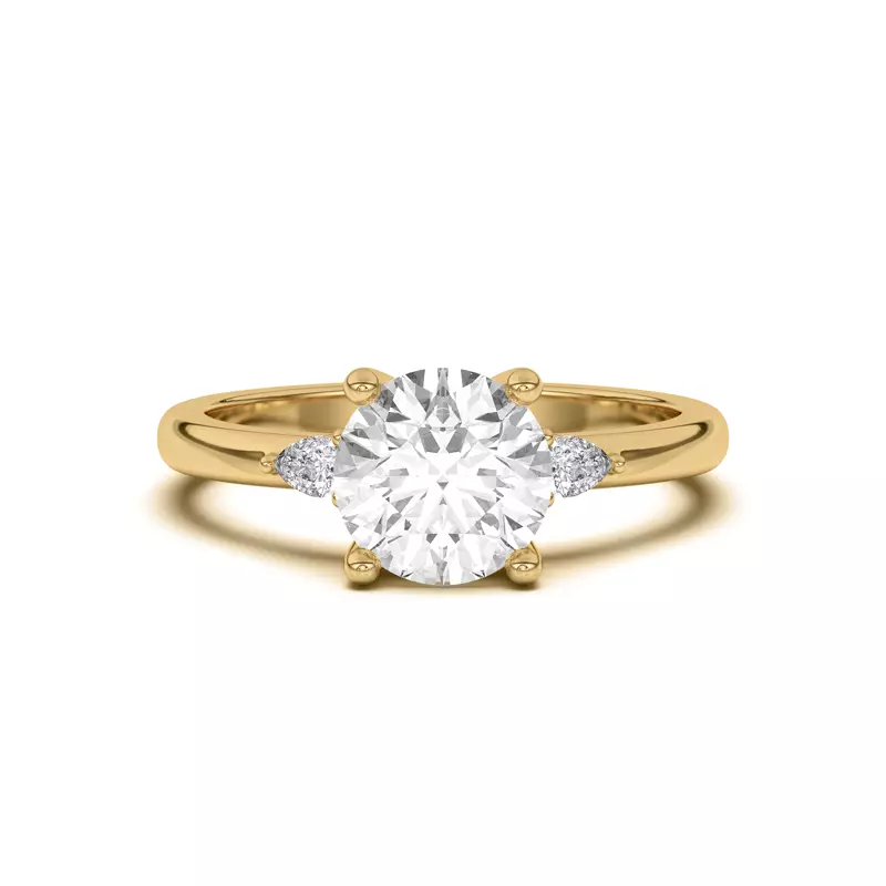 18K Yellow Gold Meredith Pear Accent Engagement Ring
