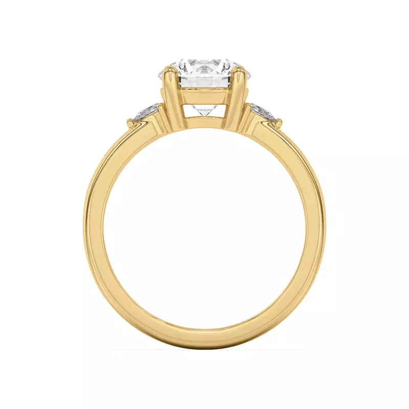 18K Yellow Gold Meredith Pear Accent Engagement Ring