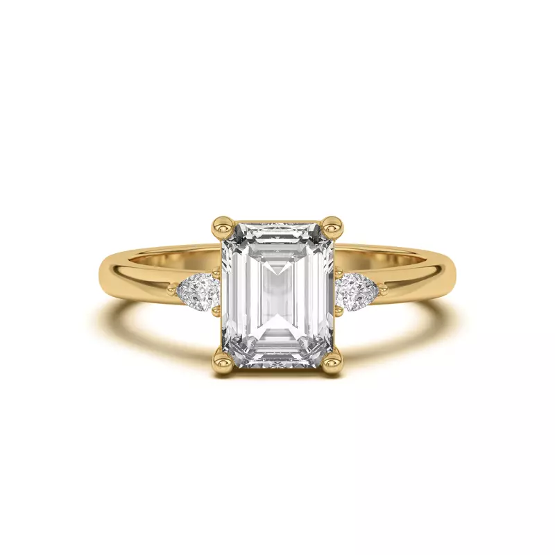 18K Yellow Gold Meredith Pear Accent Engagement Ring