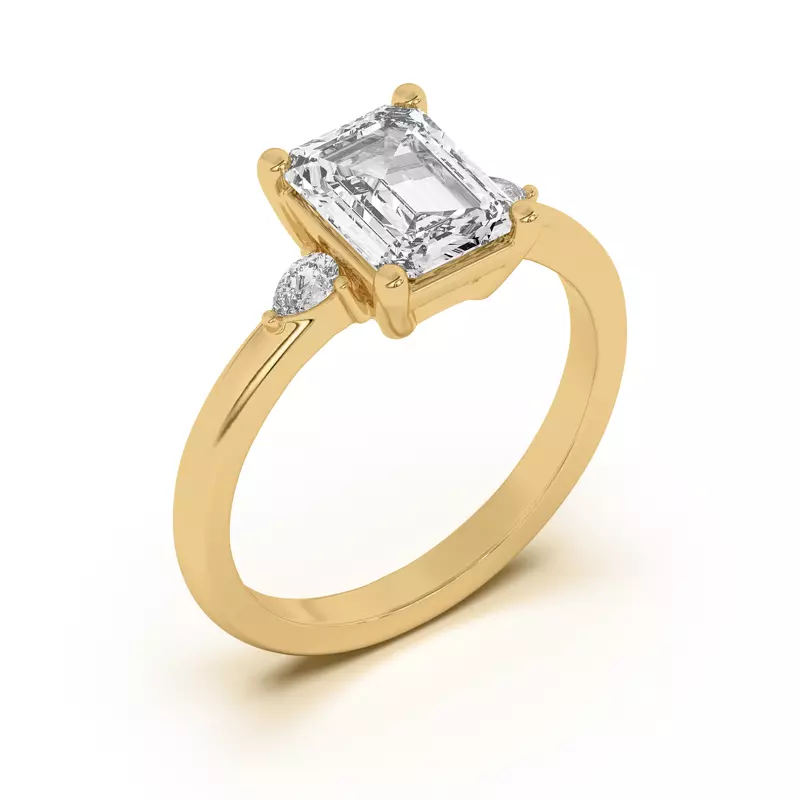 18K Yellow Gold Meredith Pear Accent Engagement Ring