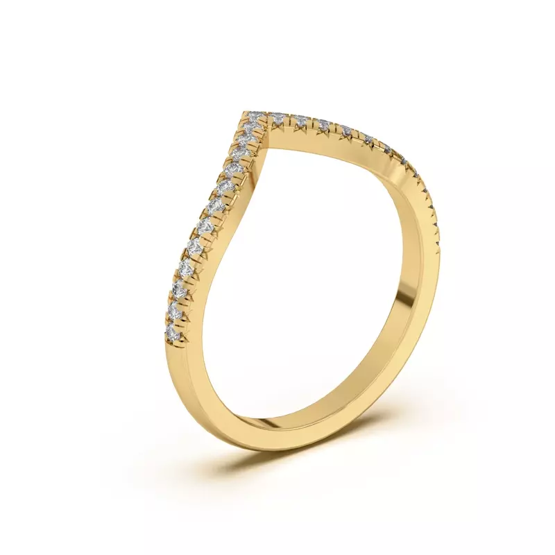 18K Yellow Gold Meredith Pavé Chevron Band