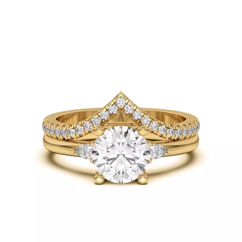 18K Yellow Gold Meredith Pavé Chevron Band