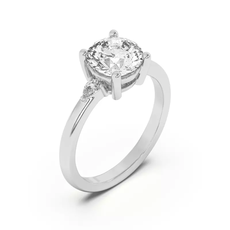 Platinum Meredith Pear Accent Engagement Ring