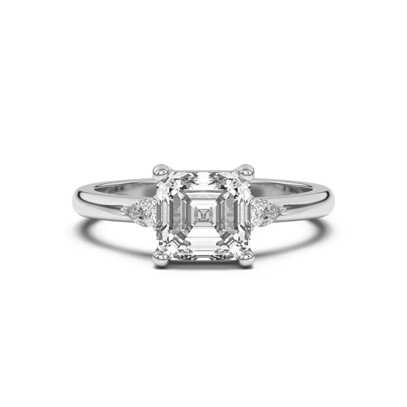 Platinum Meredith Pear Accent Engagement Ring