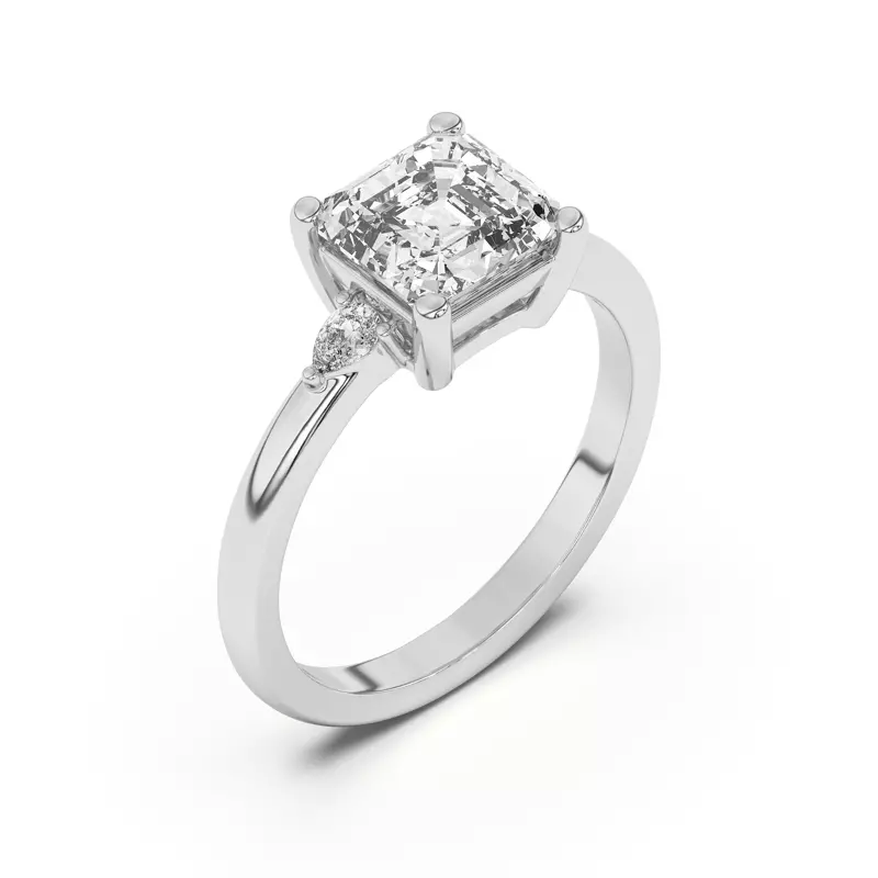Platinum Meredith Pear Accent Engagement Ring