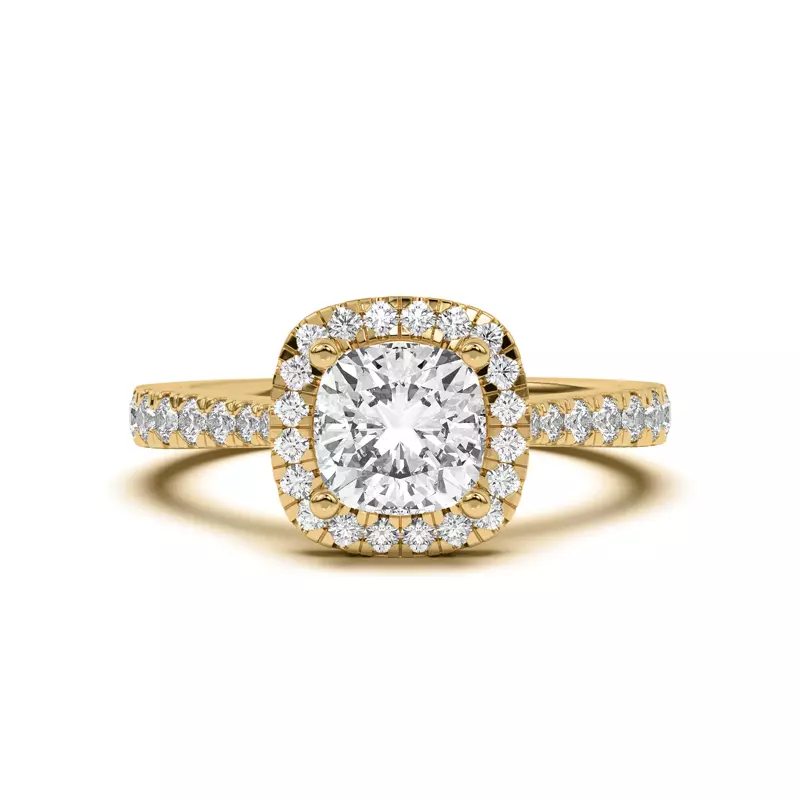 14K Yellow Gold Cici Halo Engagement Ring