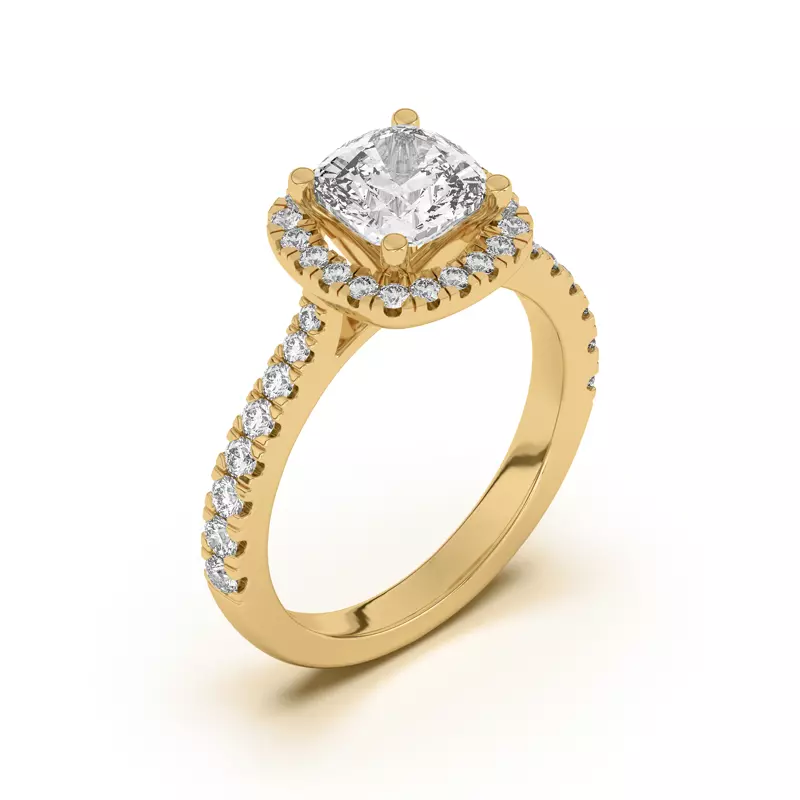 14K Yellow Gold Cici Halo Engagement Ring