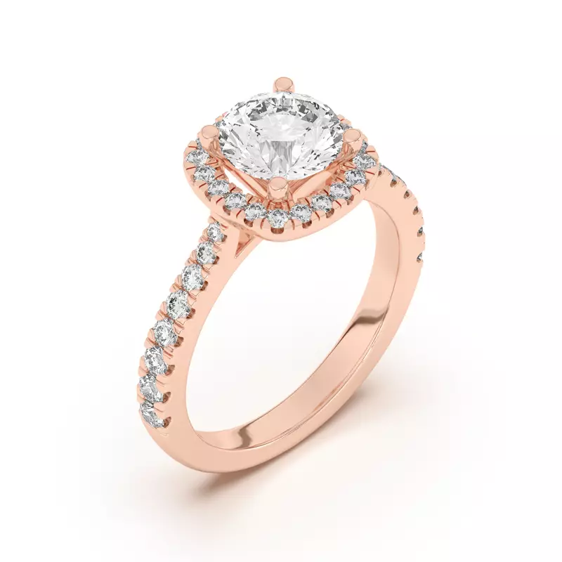 18K Rose Gold Cici Halo Engagement Ring