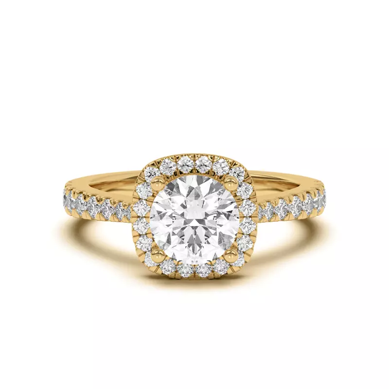 18K Yellow Gold Cici Halo Engagement Ring