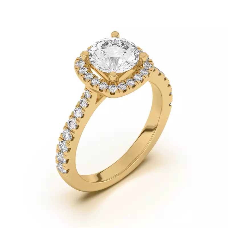 18K Yellow Gold Cici Halo Engagement Ring