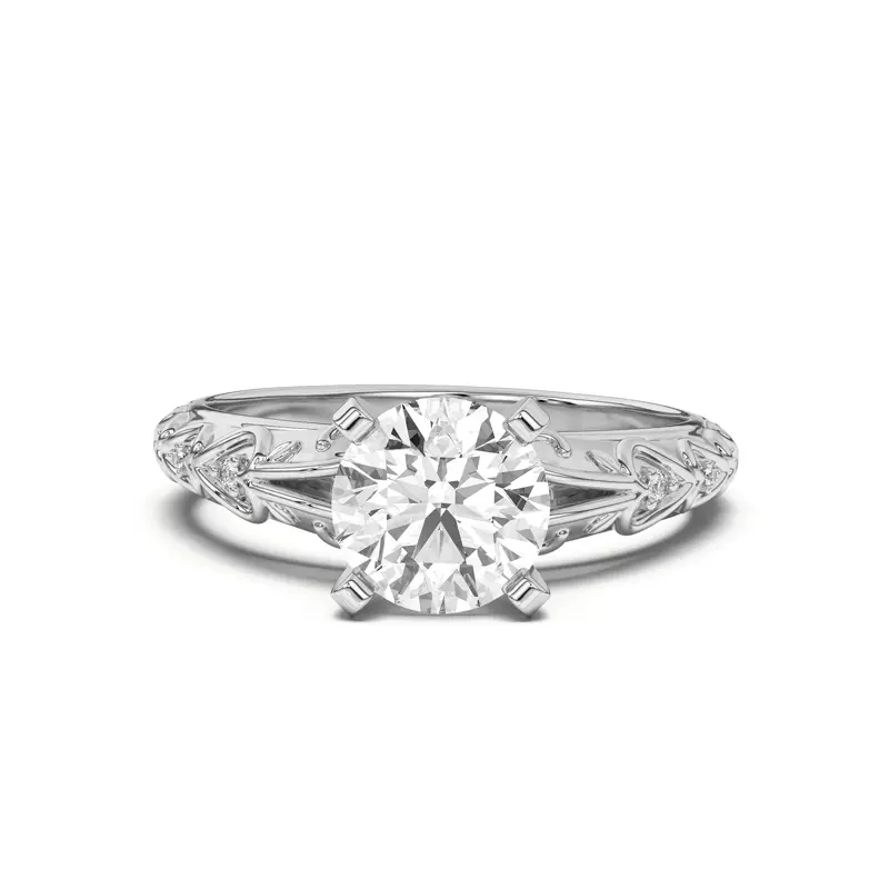 14K White Gold Kathryn Pavé Heart Scroll Engagement Ring