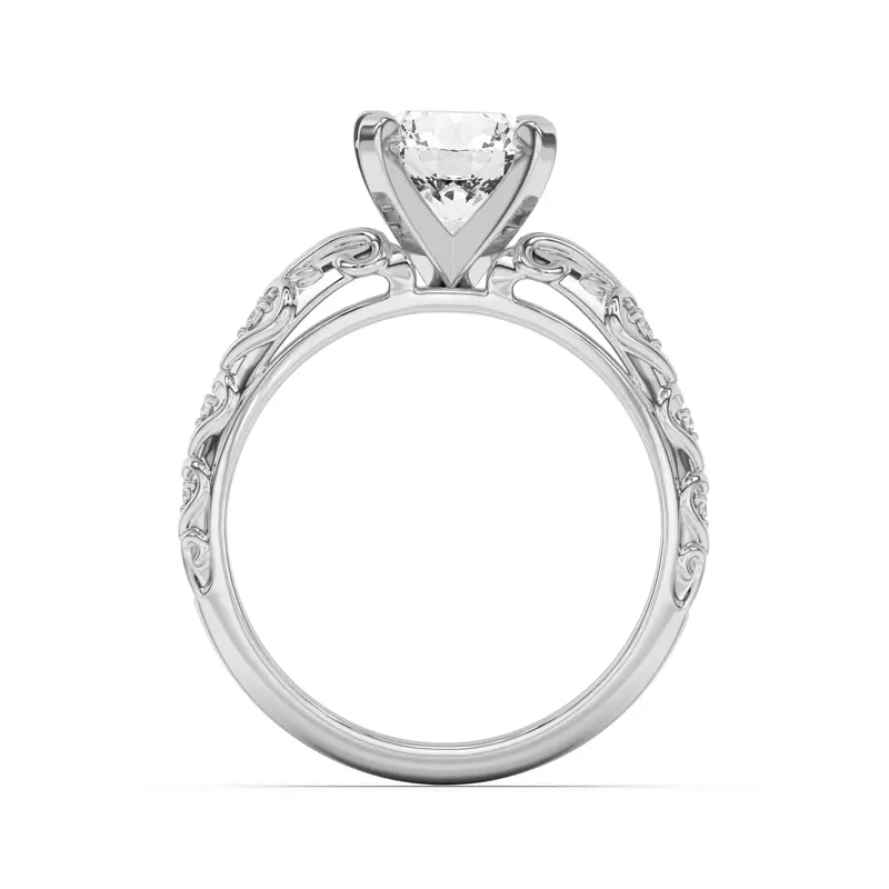 14K White Gold Kathryn Pavé Heart Scroll Engagement Ring