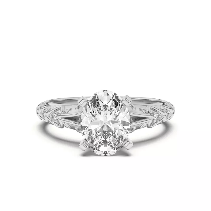 14K White Gold Kathryn Pavé Heart Scroll Engagement Ring