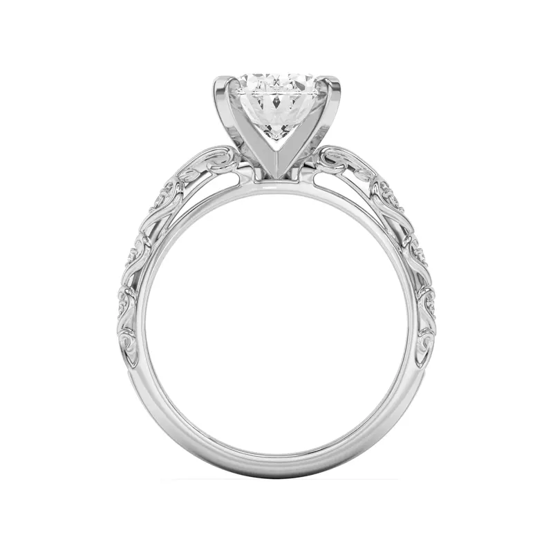 14K White Gold Kathryn Pavé Heart Scroll Engagement Ring