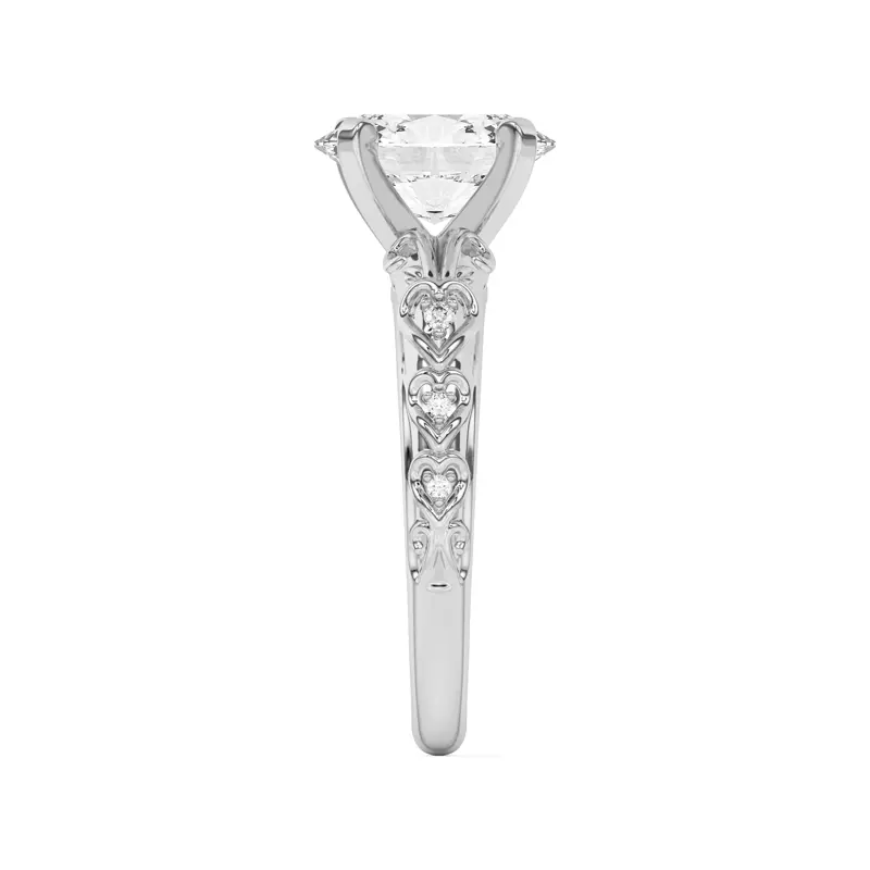 14K White Gold Kathryn Pavé Heart Scroll Engagement Ring