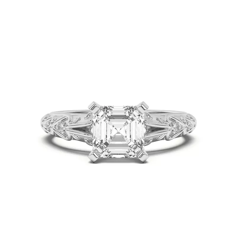 14K White Gold Kathryn Pavé Heart Scroll Engagement Ring