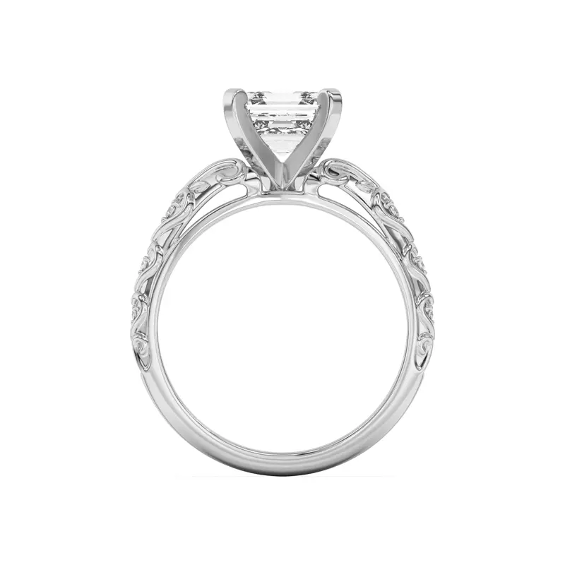 14K White Gold Kathryn Pavé Heart Scroll Engagement Ring